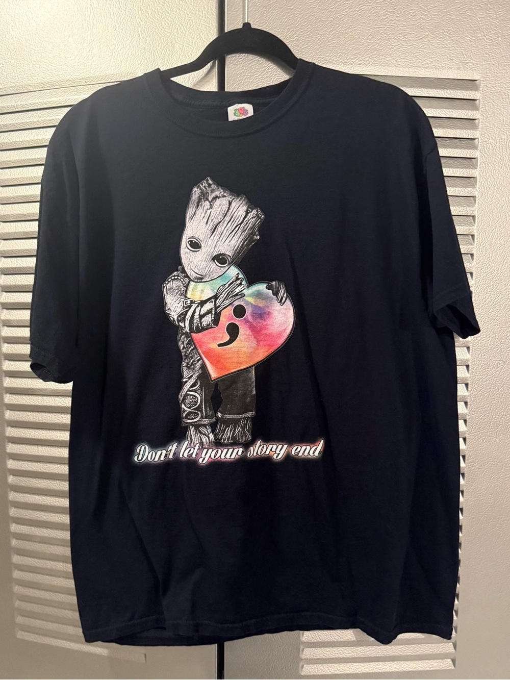 Black Groot Heart Graphic Tee - "Don't let your story end"